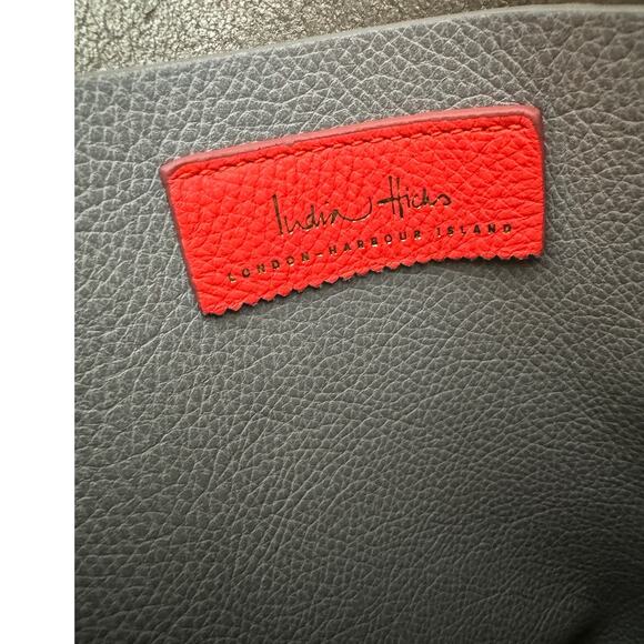 India Hicks Gray Pebble Leather Adjustable Length Strap Solitaire Tote Bag - Picture 9 of 16